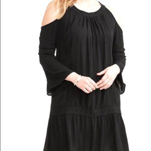 Terry & Sky Black Cold Shoulder Plus Size Dress
